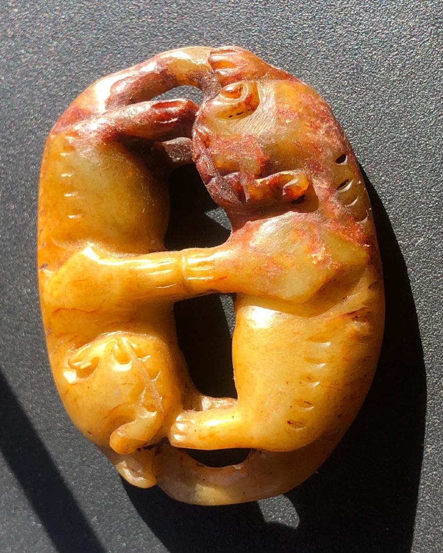 Antique Jade Two Badgers Pendant (1 of 5)