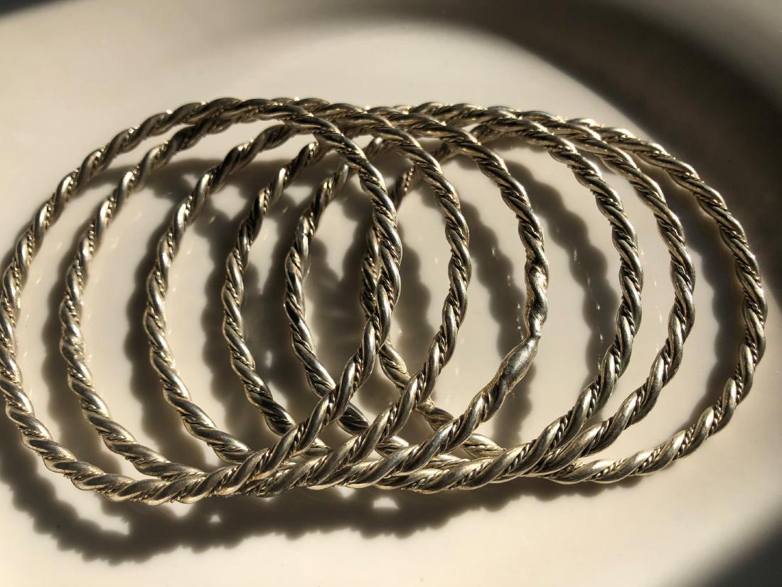 Six Silver Sterling Bangle Bracelets (1 of 2)