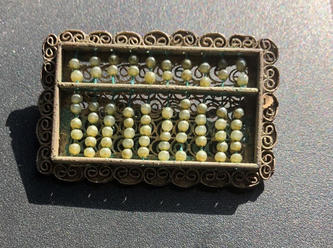 Antique Chinese Abacus Silver Pearl Brooch Pin, Marked (1 of 3)