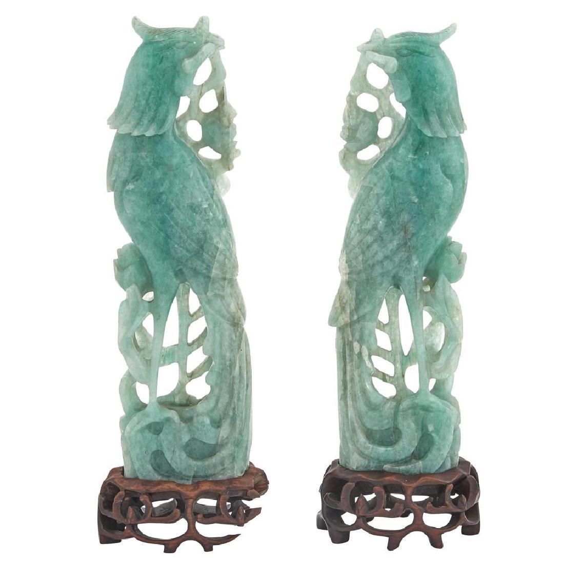 Pair of Chinese Celadon Jade Phoenix (1 of 6)