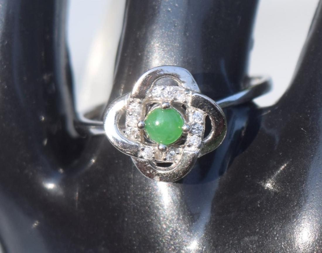 Vintage Silver Natural Green Jadeite Ring (1 of 1)