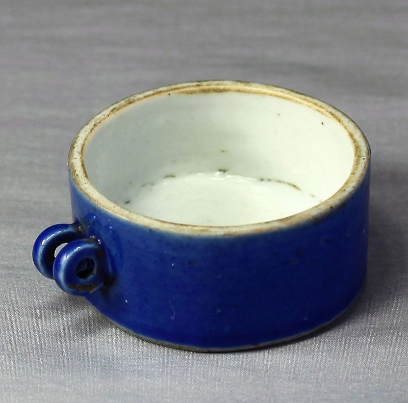 Antique Chinese Porcelain Blue Monochrome Bird Feeder (1 of 5)