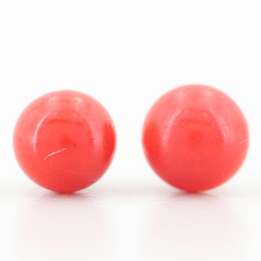 18K Yellow Gold Coral Stud Earrings (1 of 5)