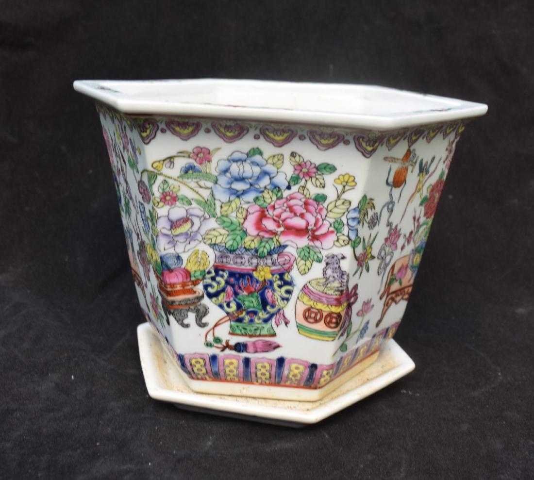 Famille Rose Planter with Dish (1 of 4)