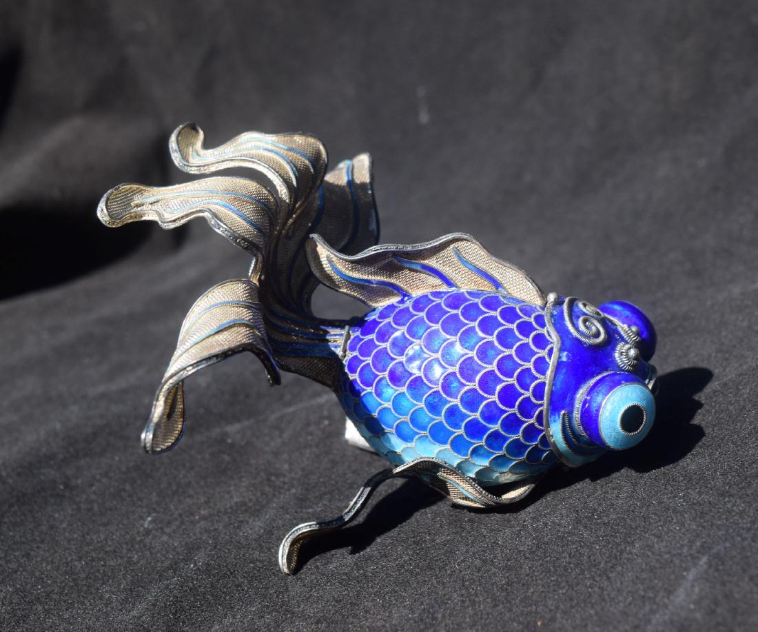 Antique Chinese Silver Enamel Filigree Fish Box (1 of 6)