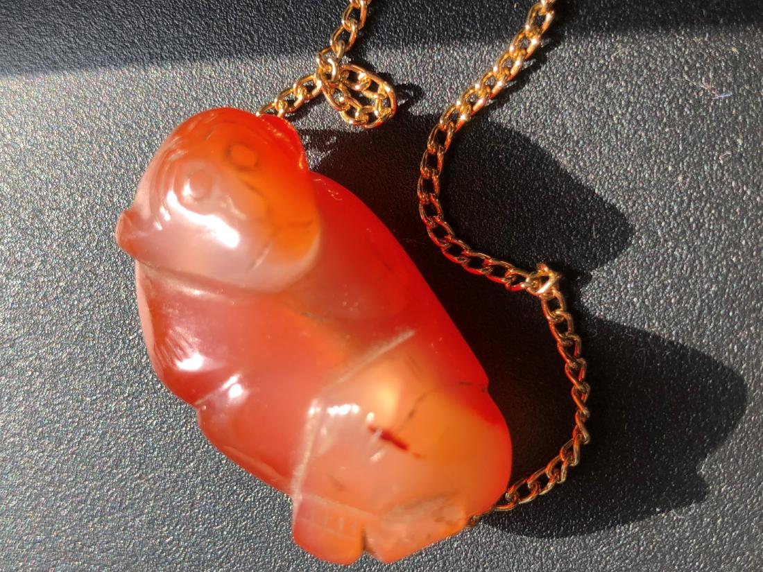 Antique Chinese Carnelian Monkey Pendant (1 of 4)