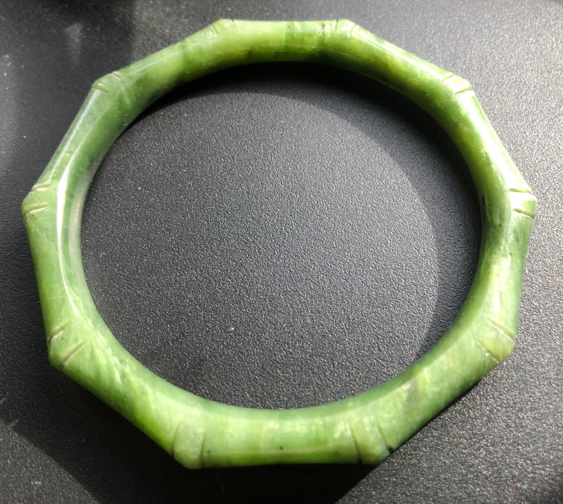Vintage Green Nephrite Jade Bamboo Bracelet (1 of 3)