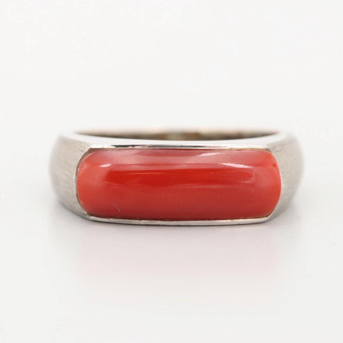 Vintage Silver Red Coral Ring (1 of 5)