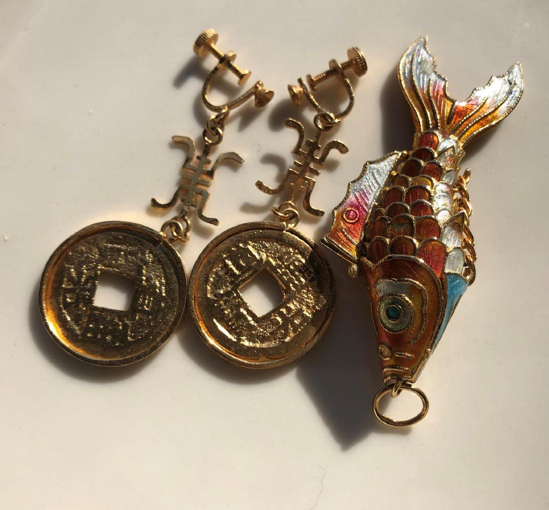 Pair of Earrings and Silver Fish Pendant (1 of 2)