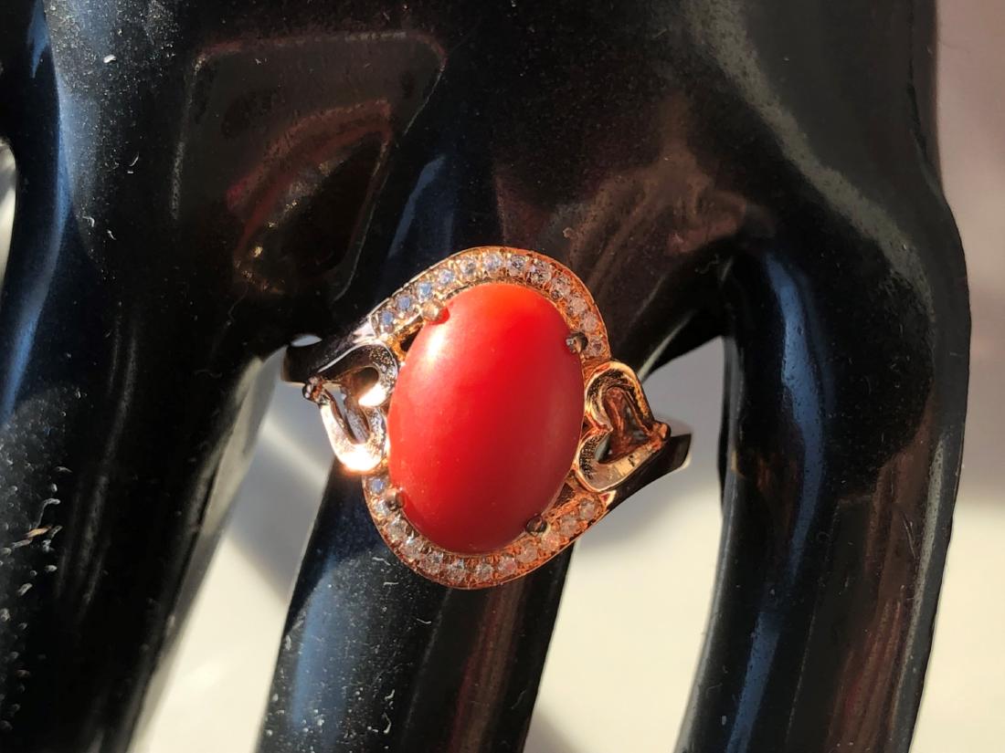 Natural Red Coral Silver Ring (1 of 6)
