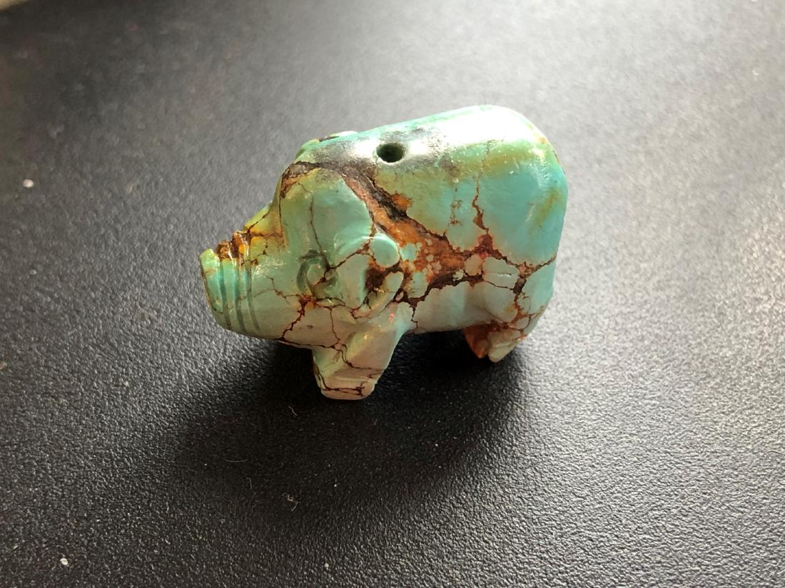 Natural Antique Turquoise Pig Statue: Natural Antique Turquoise Pig Statue, Size:1.3" x 1"