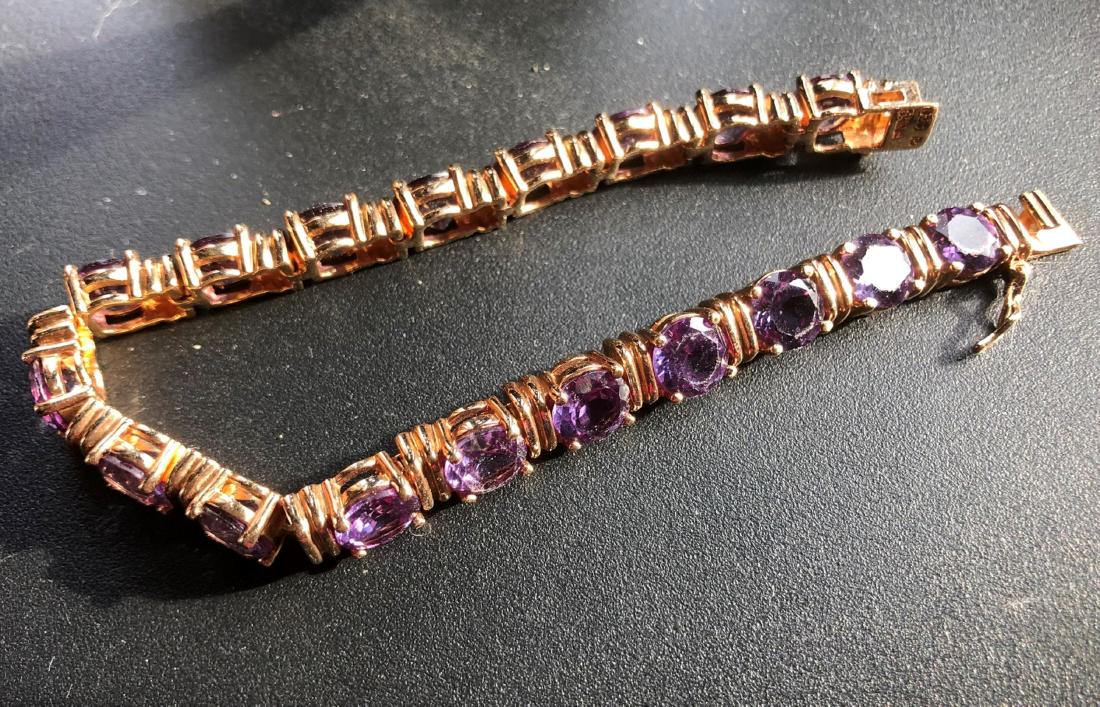 Vintage Silver Garnet Bracelet: Vintage Silver Garnet Bracelet, Length: 7.5"