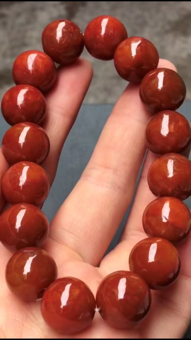 Natural Red Jadeite Beads Bracelet (1 of 2)