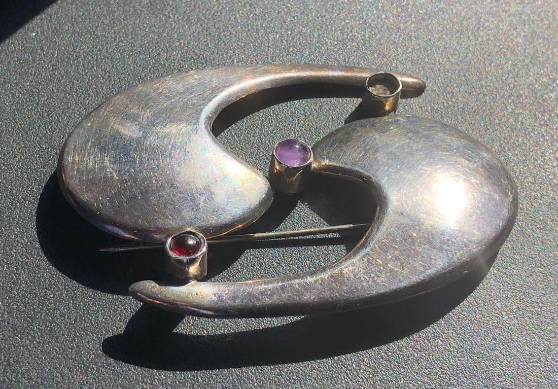Vintage Silver Amethyst Brooch Pin (1 of 5)