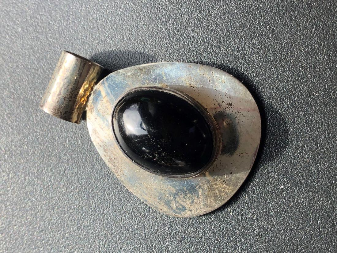 Vintage Black Onyx Silver Pendant (1 of 3)
