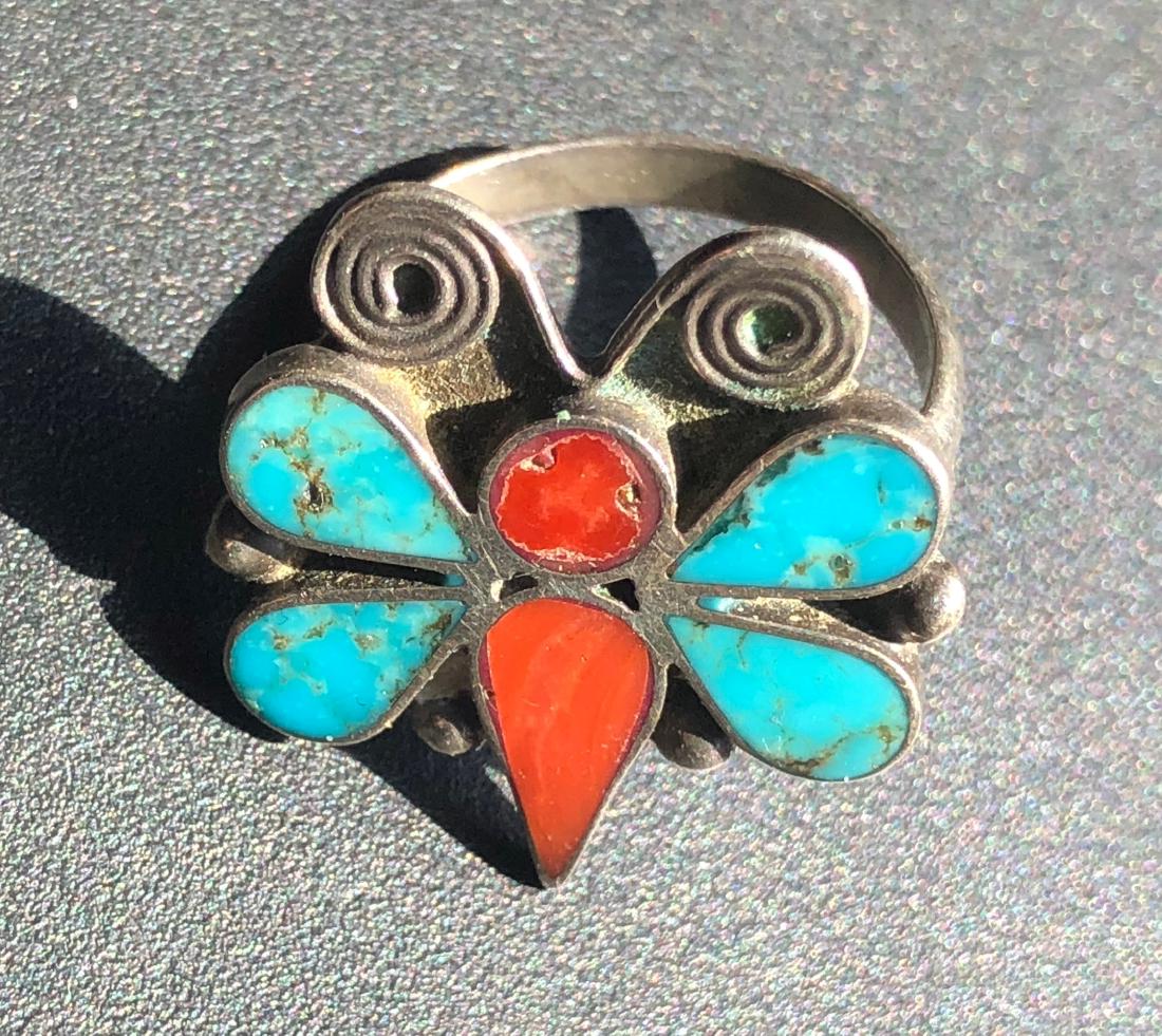 Vintage Silver Turquoise Butterfly Ring (1 of 3)