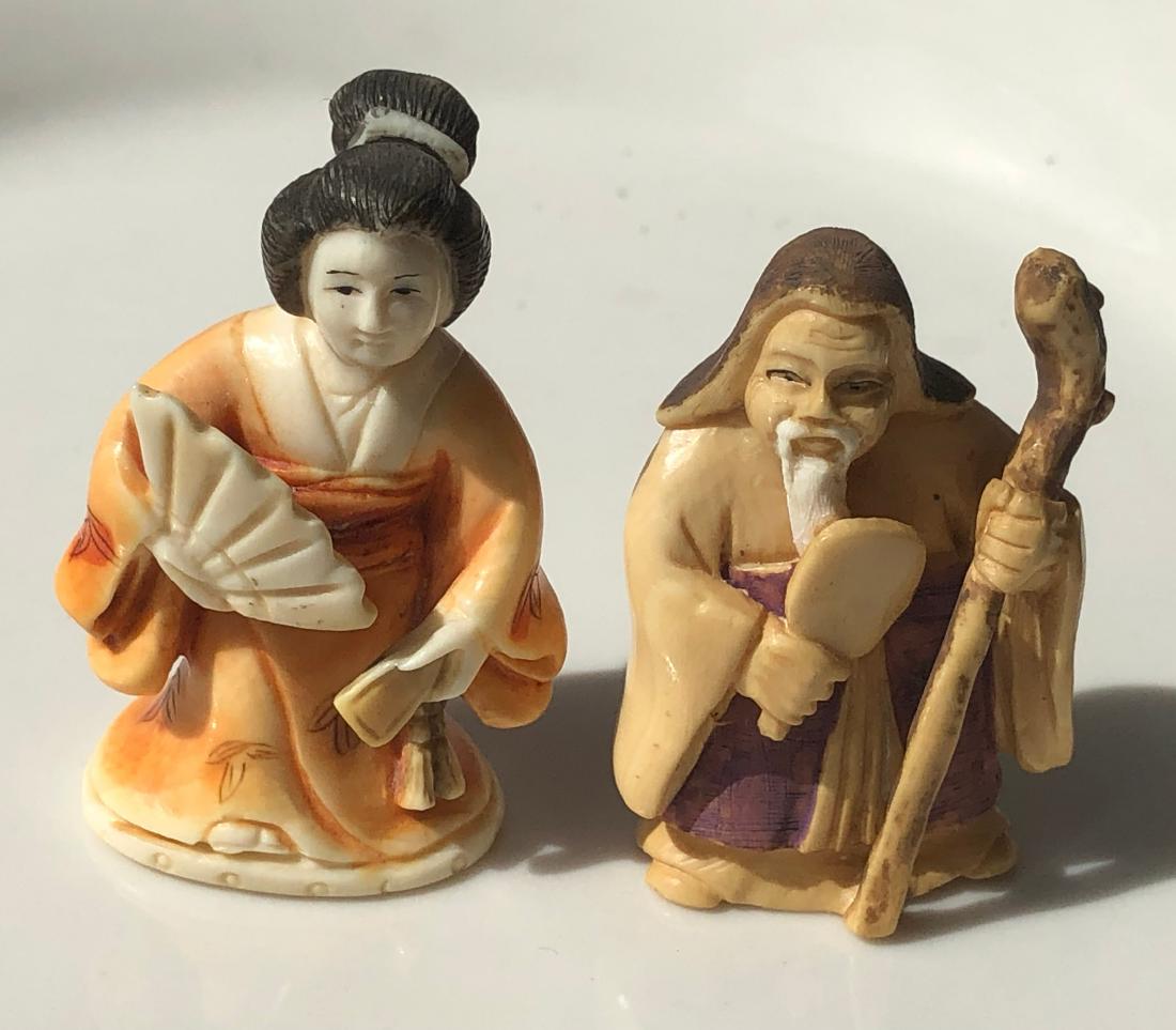 Antique Carved Woman and Man Netsuke (1 of 5)