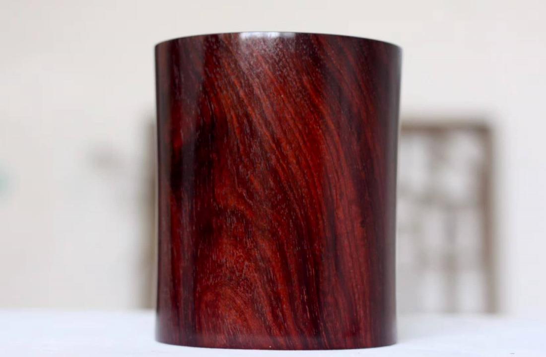 Antique Natural Zitan Wood Brush Holder (1 of 8)