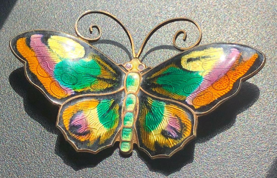 DAVID ANDERSEN Sterling & Enamel Butterfly Brooch Pin (1 of 8)