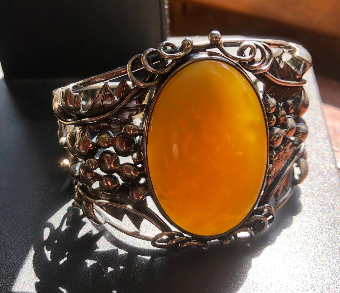 Vintage Silver Butter Scotch Amber Bracelet (1 of 4)