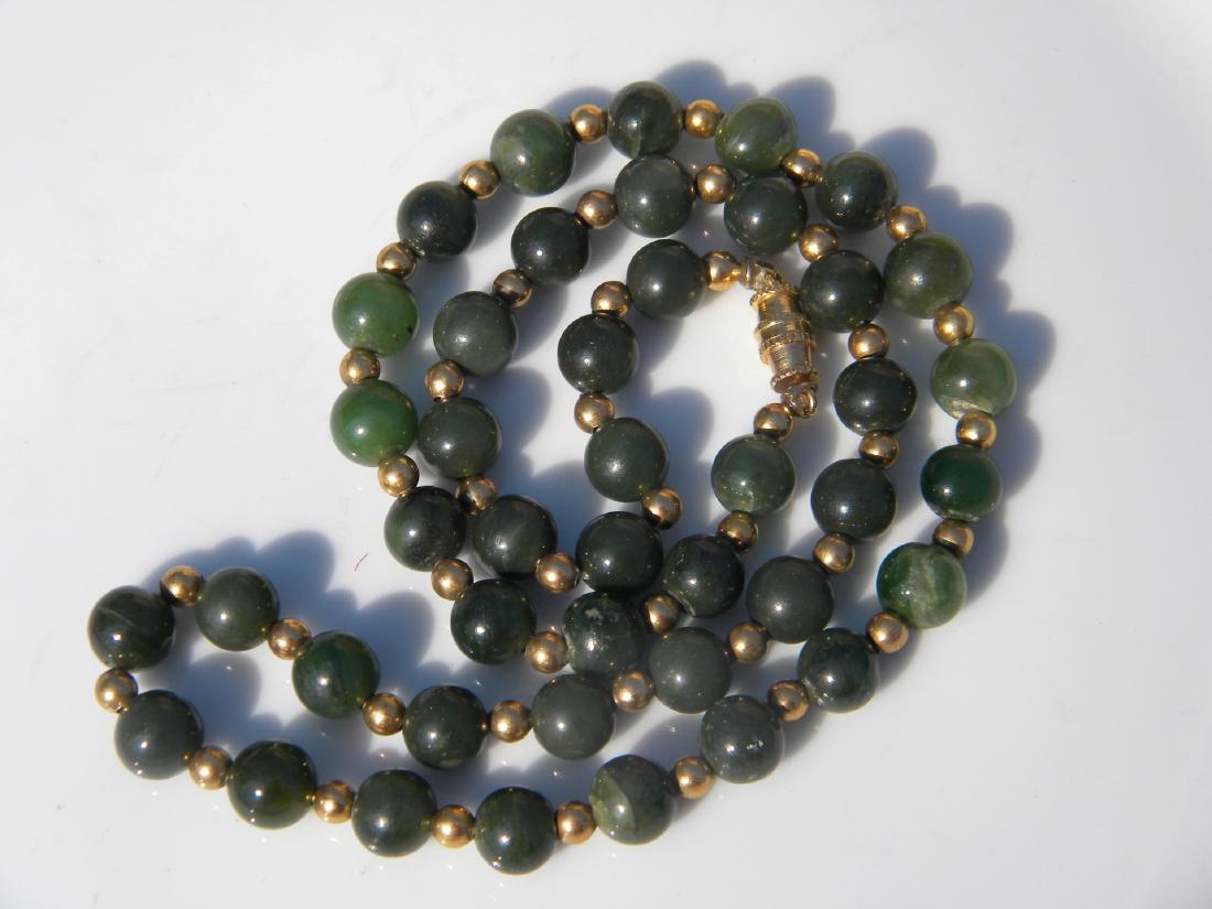 Vintage Nephrite Green Beads Necklace (1 of 3)