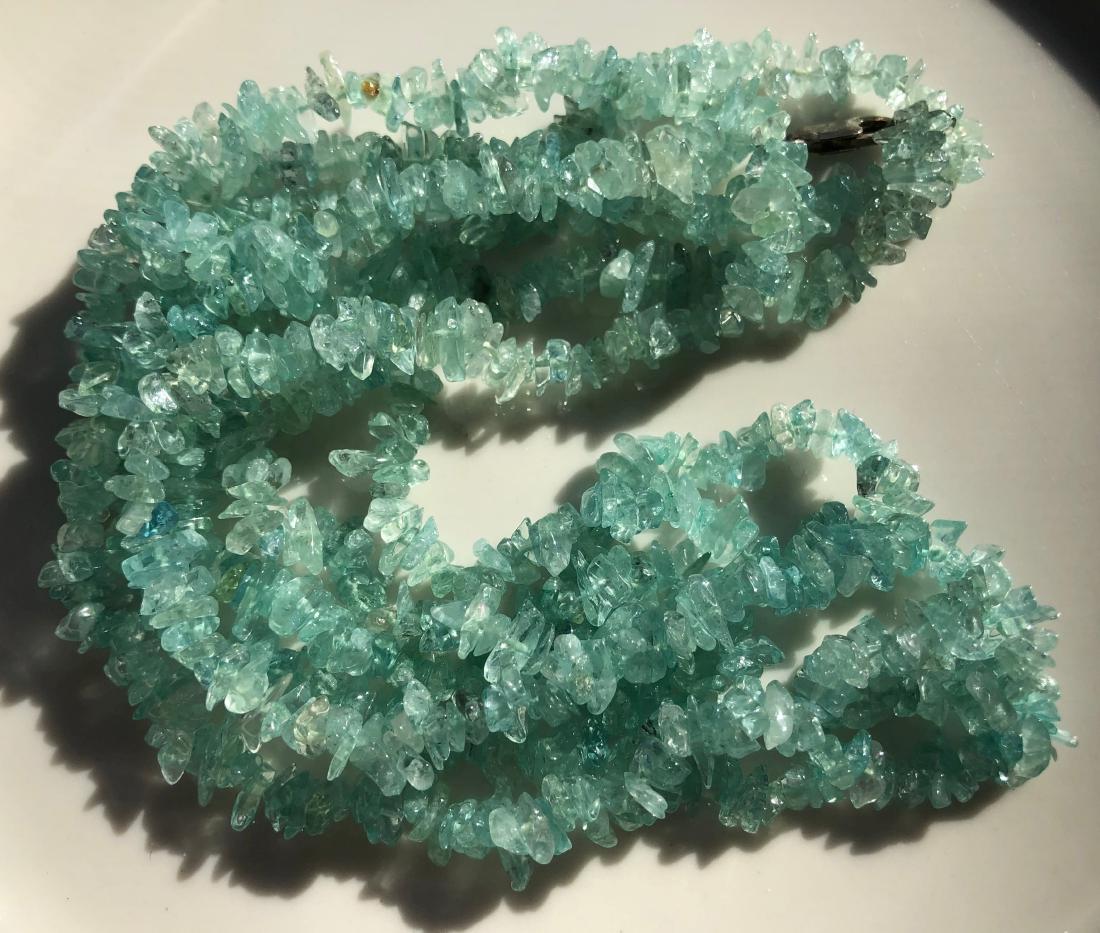 Vintage Three Strings Aquamarine Necklace Silver Clasp, (1 of 4)