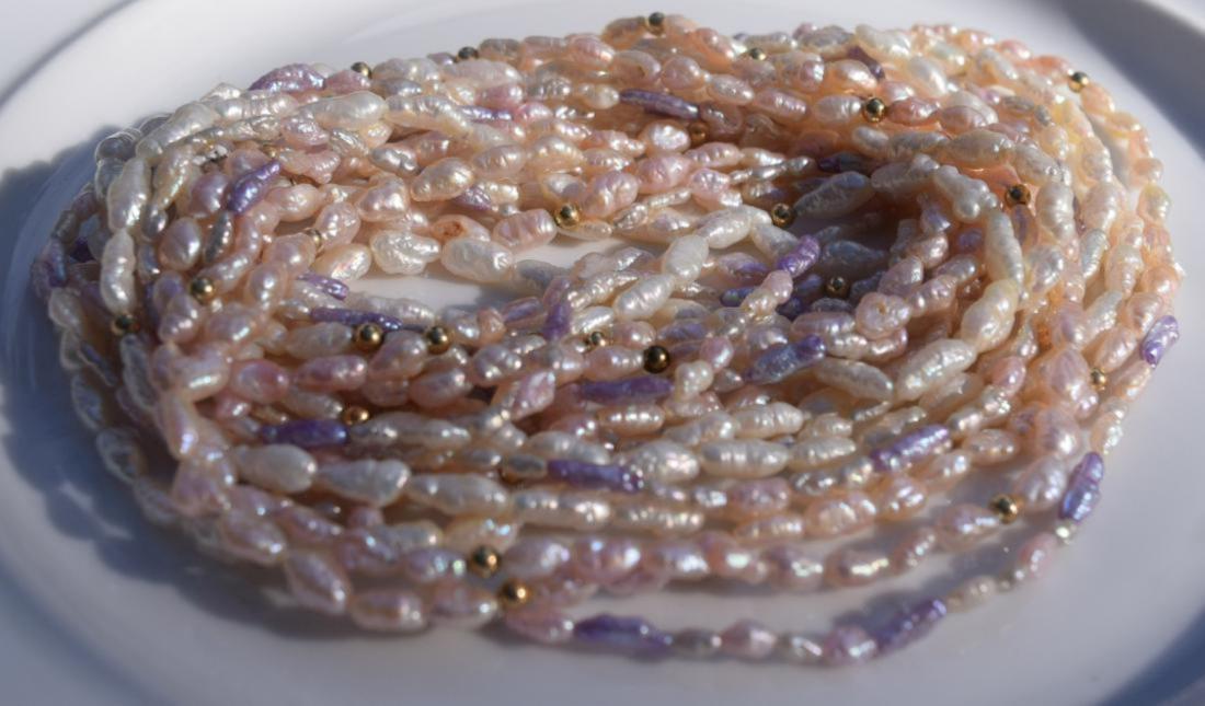 Vintage Pearl and 14K Gold Beads Necklace, Four (1 of 2)