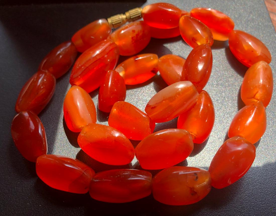 Vintage Red Carnelian Beads Necklace: Vintage Red Carnelian Beads Necklace, Length: 19"
