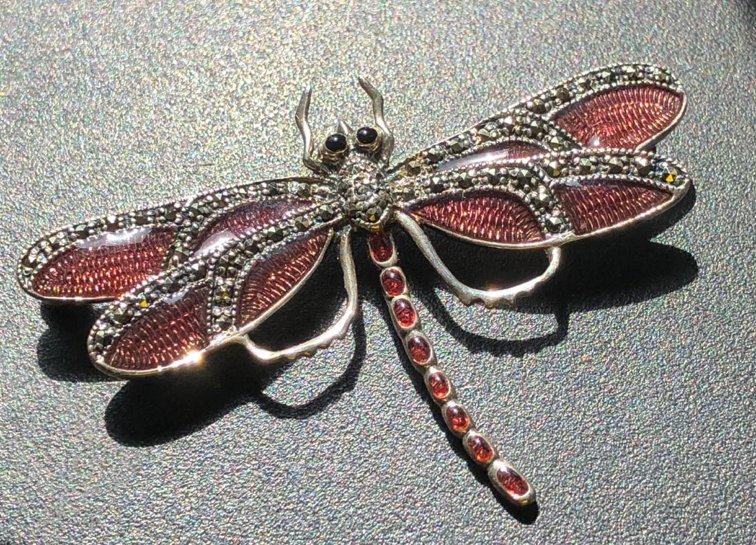 Vintage Silver Enamel Dragon Fly Marked Vintage (1 of 5)