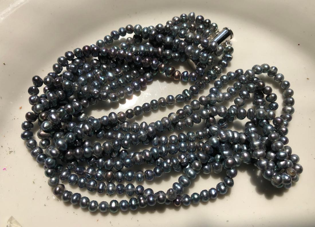Vintage Four Strings Black Pearl Necklace (1 of 4)