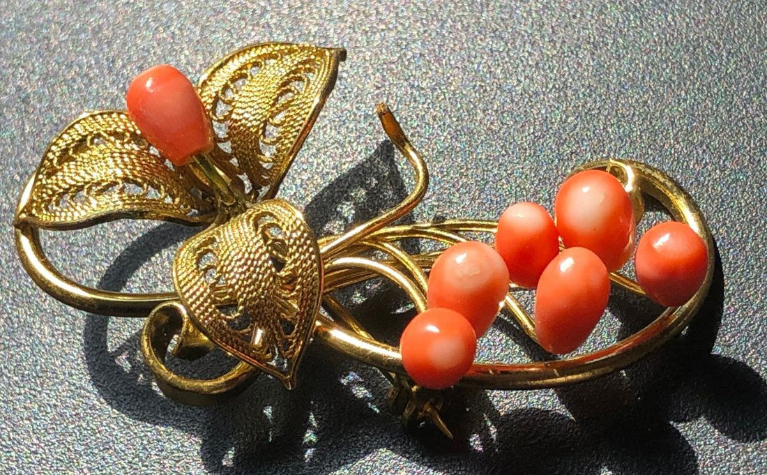Vintage Coral Brooch Pin (1 of 4)
