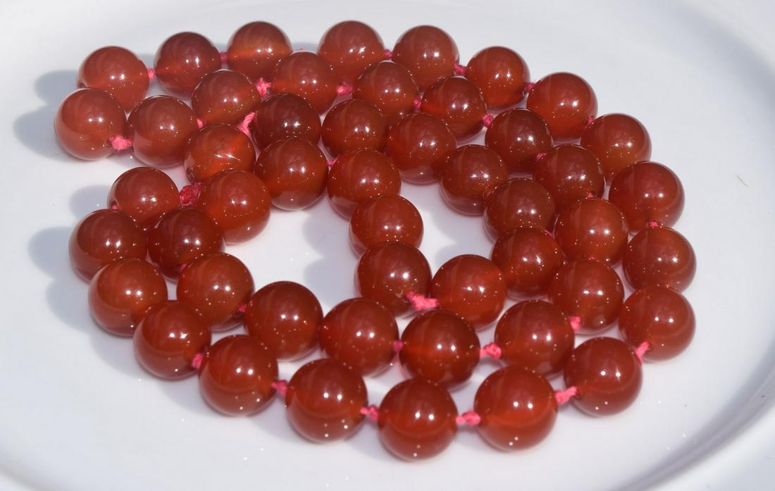 Vintage Red Carnelian Beads Necklace, 12mm Bead Size (1 of 2)