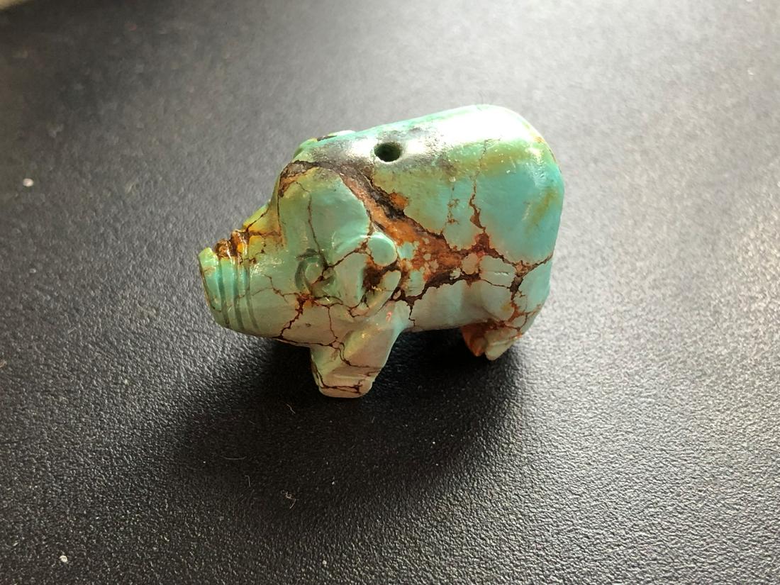 Natural Antique Turquoise Pig Statue: Natural Antique Turquoise Pig Statue, Size:1.3" x 1"