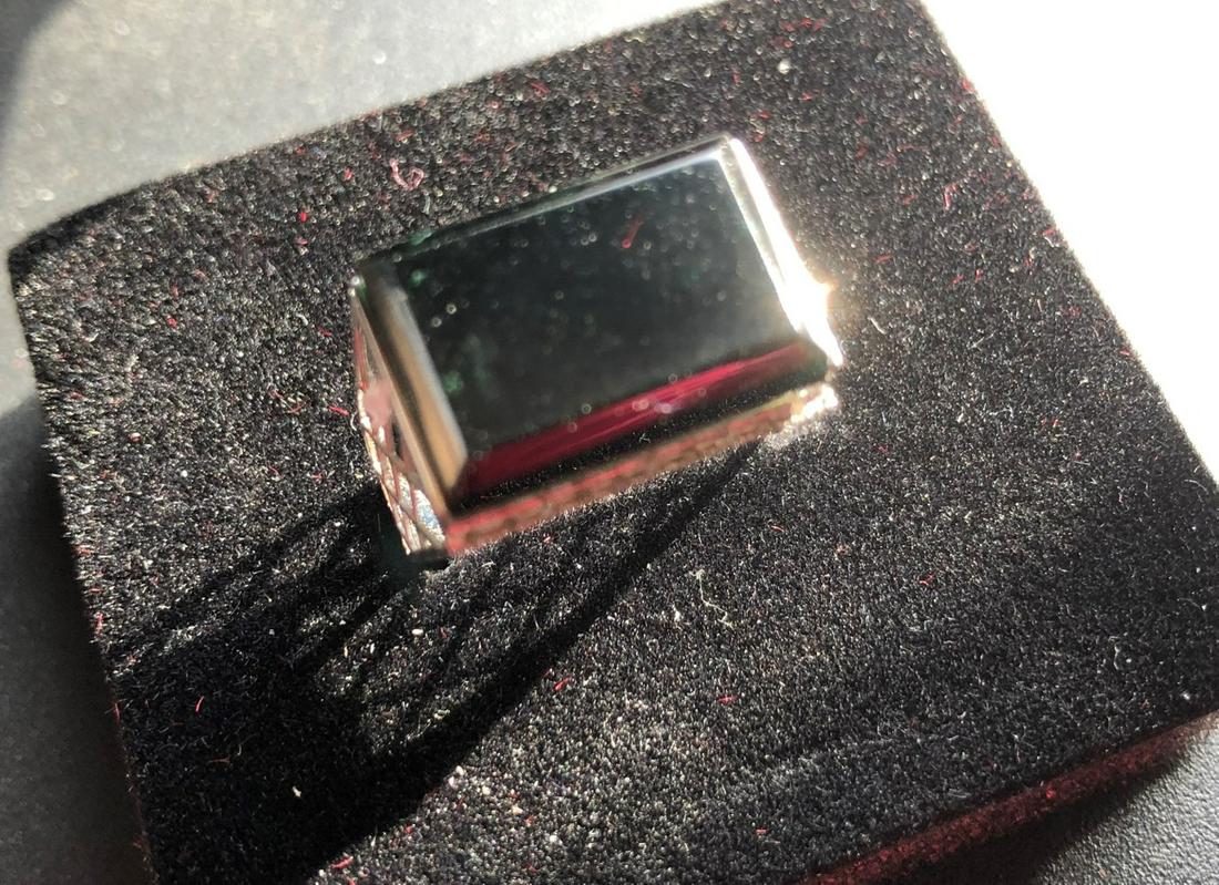 18K Gold Black Jadeite Men's Ring (1 of 5)