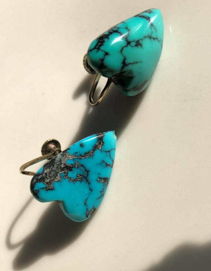 Pair of Turquoise Heart Shape Earrings (1 of 2)