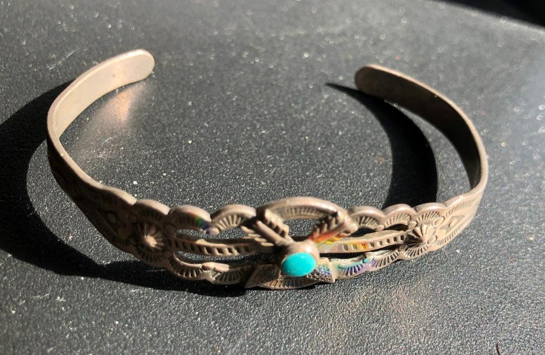 South West Style Sterling Silver Turquoise Bracelet (1 of 2)