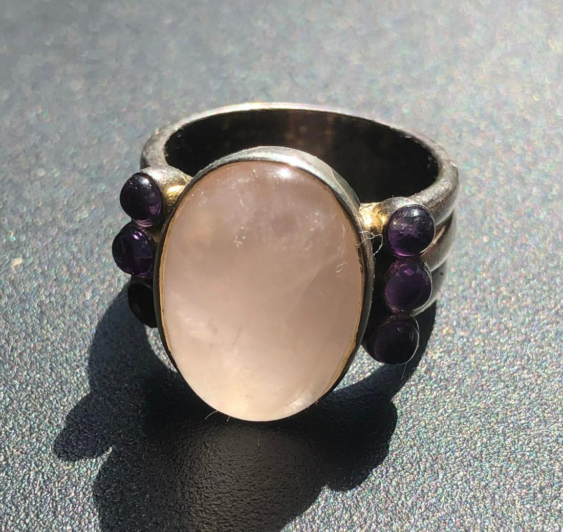 Vintae Silver Pink Quartz Ring (1 of 2)