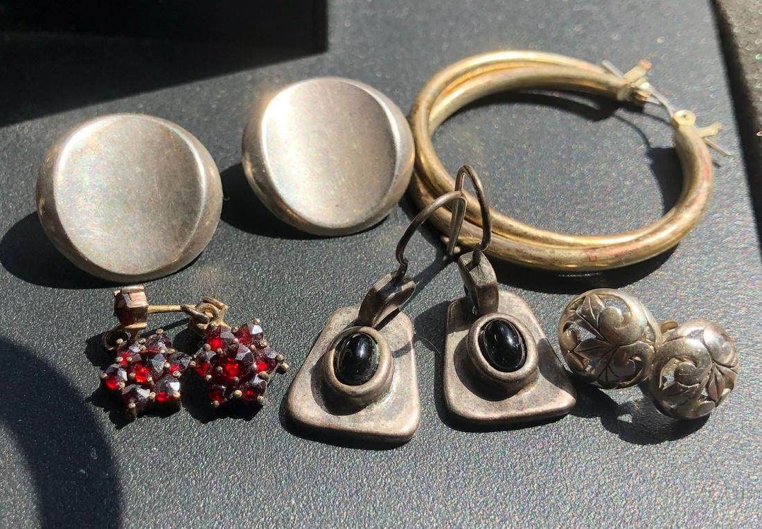 Group fo Five Pairs Silver Earrings (1 of 4)