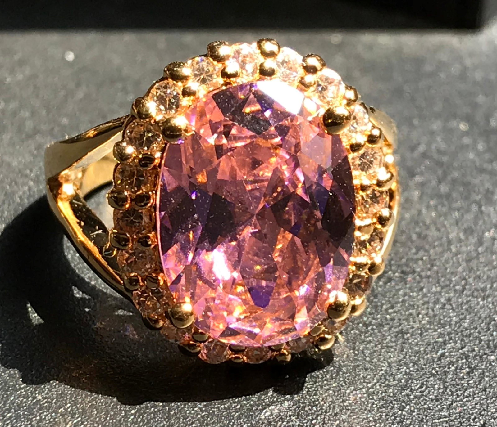 Vintage Silver Ring Marked 925: Vintage Silver Ring Marked 925, Size of Pink Stone: 0.75", Size: 8
