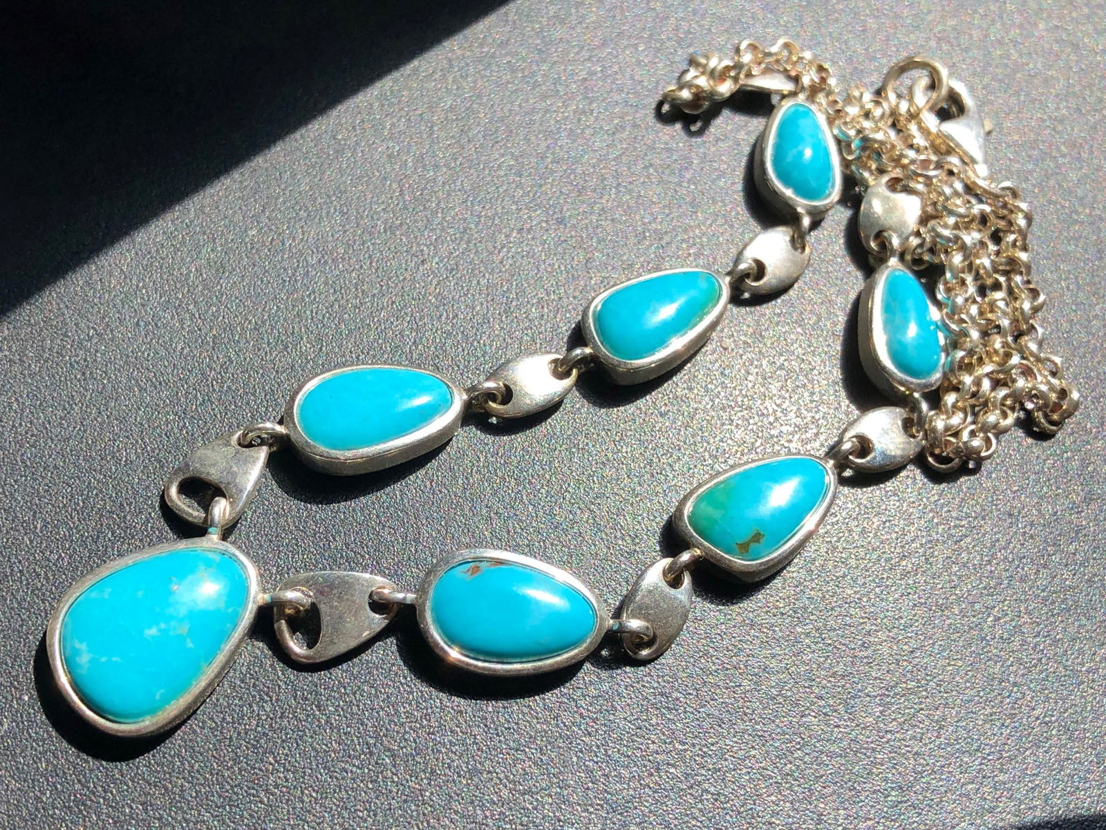 Vintage Silver Turquoise Necklace Marked 925 (1 of 2)