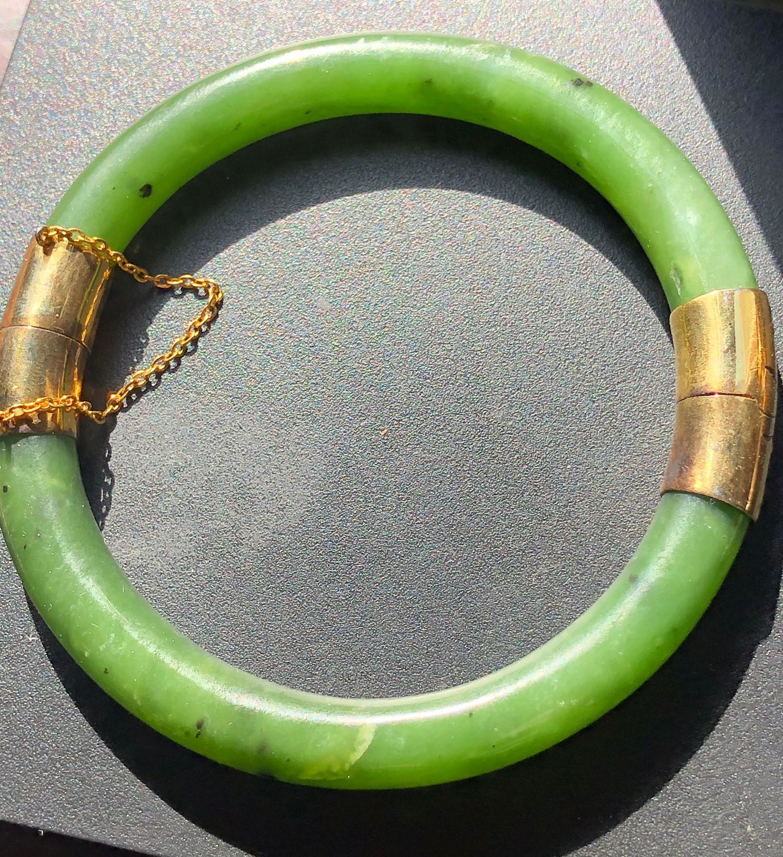 Vintage Nephrite Green Jade Bracelet (1 of 3)