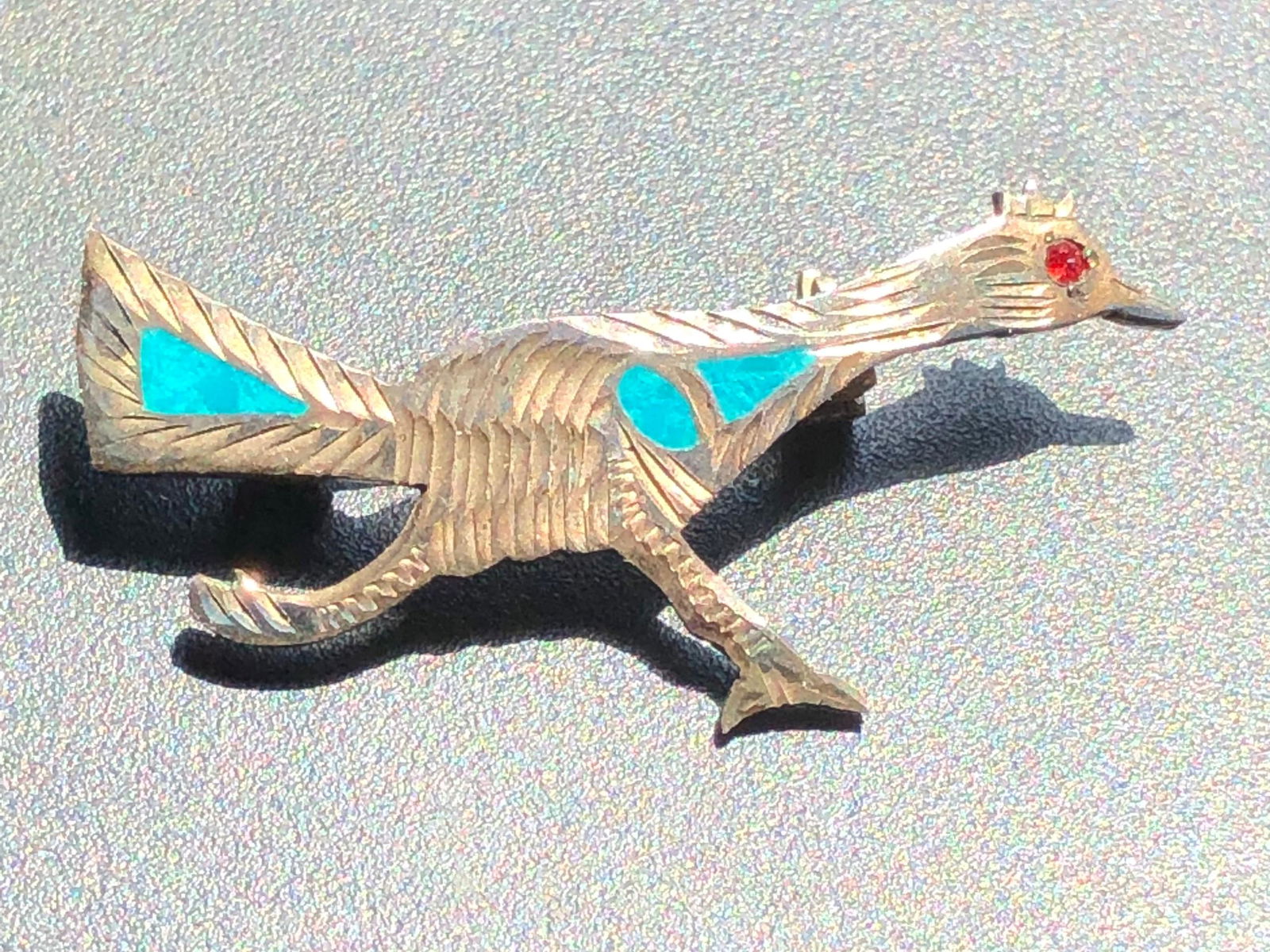Antique Silver Turquoise Bird Brooch Pin (1 of 2)