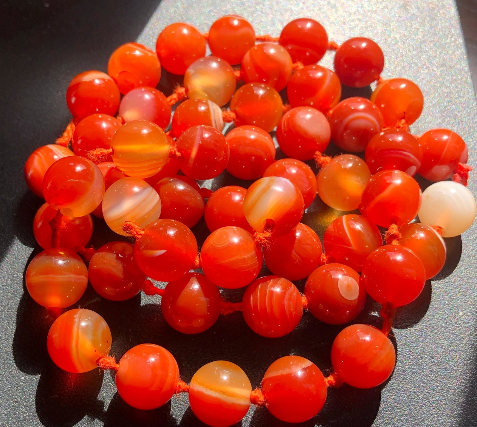 Vintage Carnelian Beads Necklace: Vintage Carnelian Beads Necklace, Length: 25", Size of each bead: 10.15mm