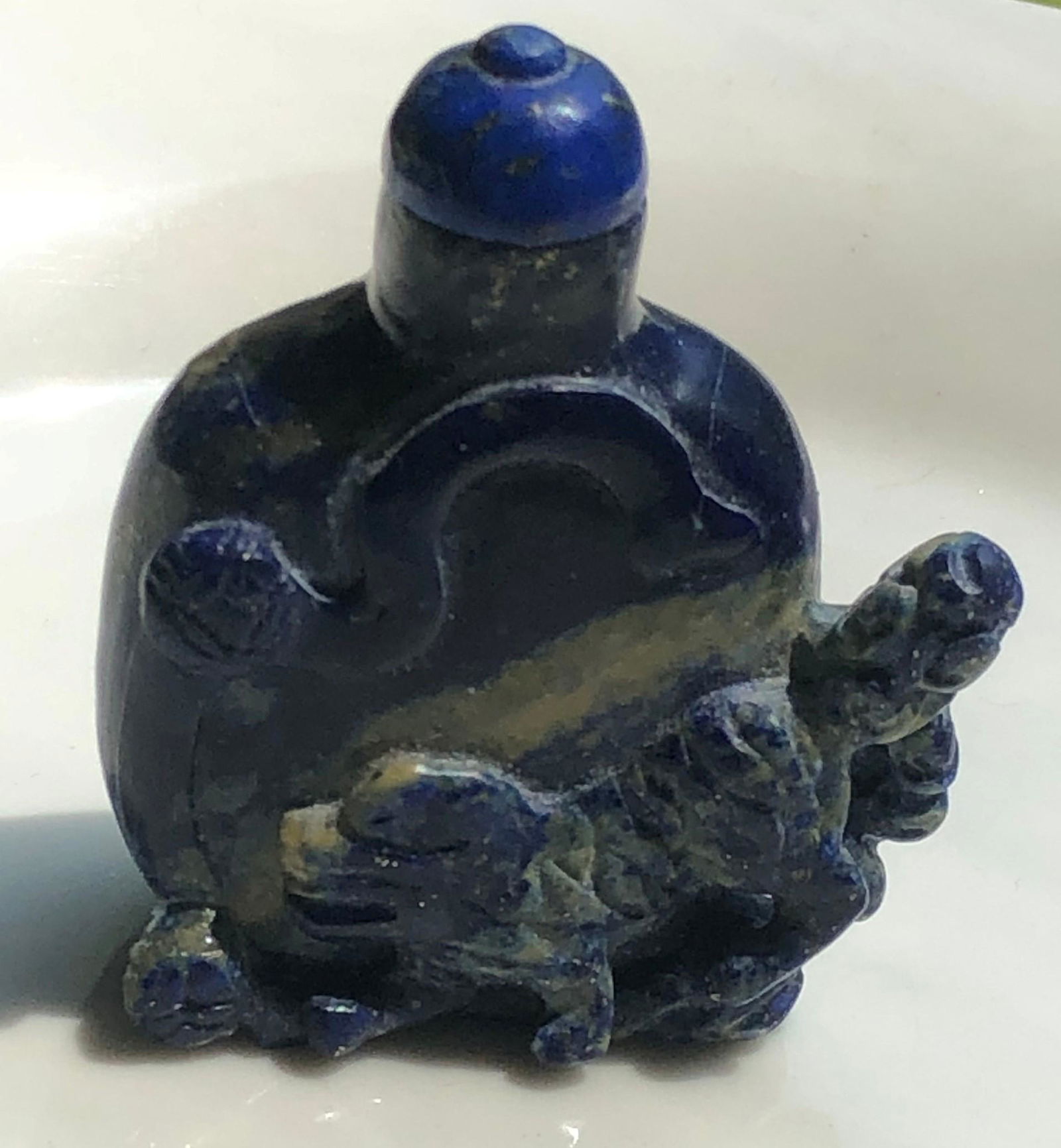 Antique Chinese Lapis Lion Snuff Bottle (1 of 2)