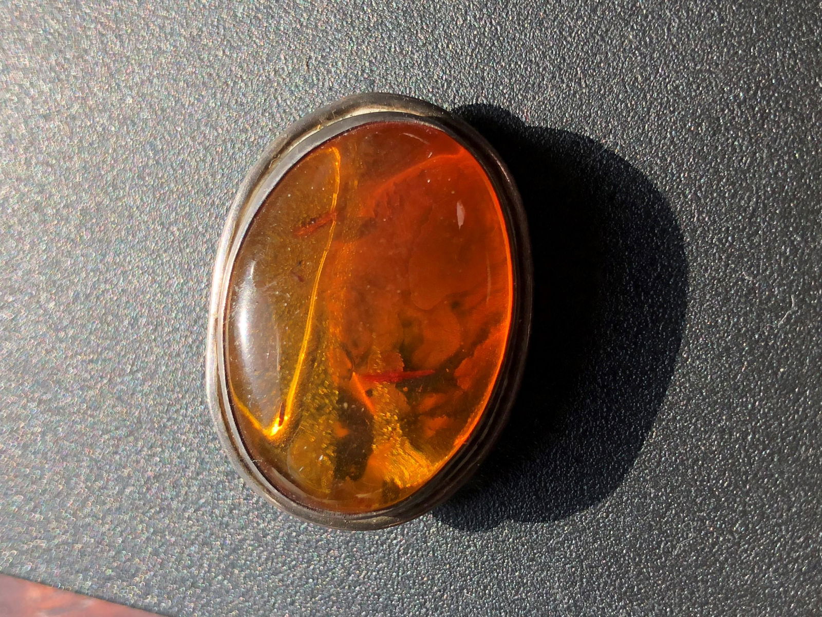 Antique Silver Amber Brooch Pin (1 of 4)