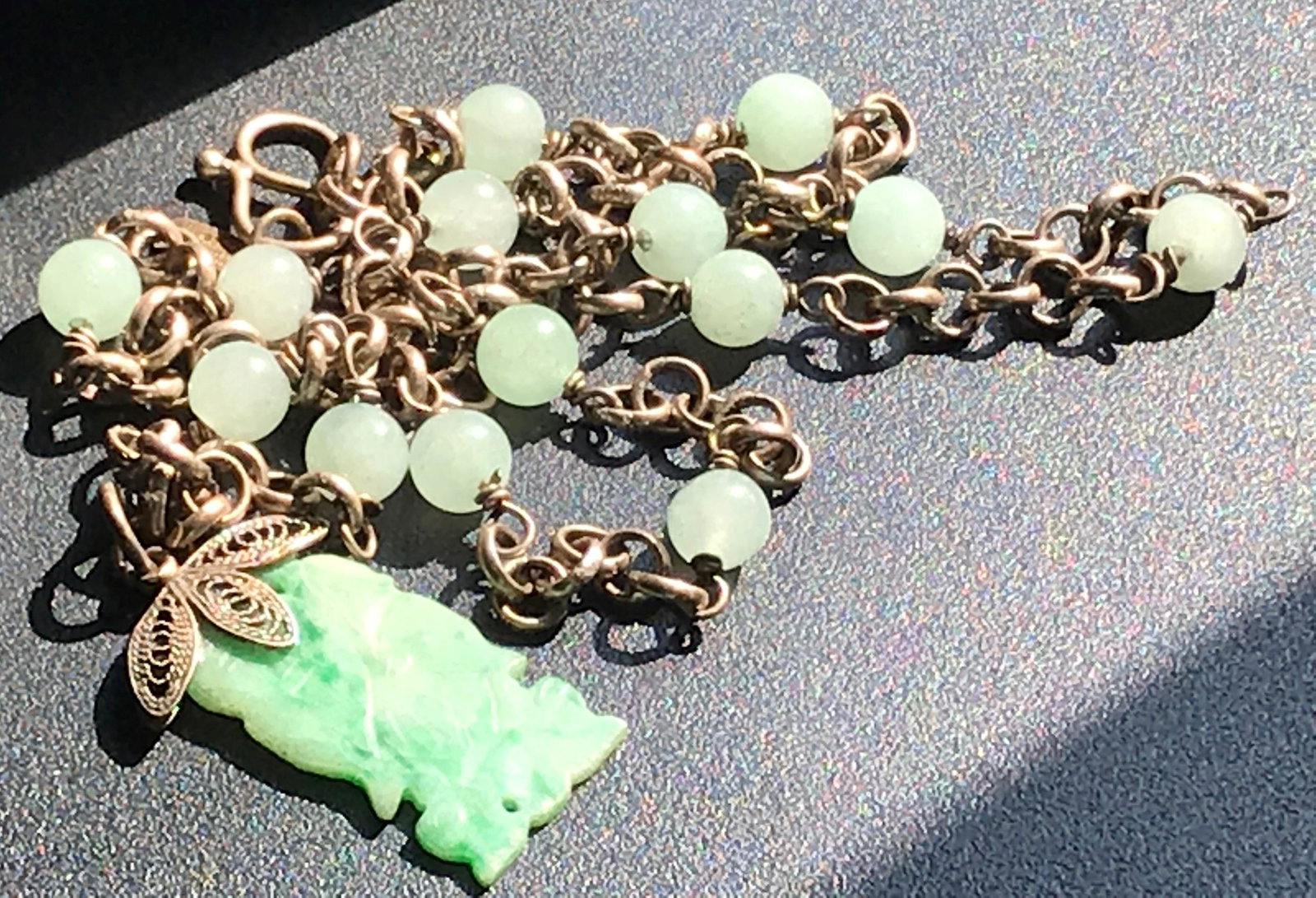 Antique Chinese Green Jadeite Silver Necklace: Antique Chinese Green Jadeite Silver Necklace