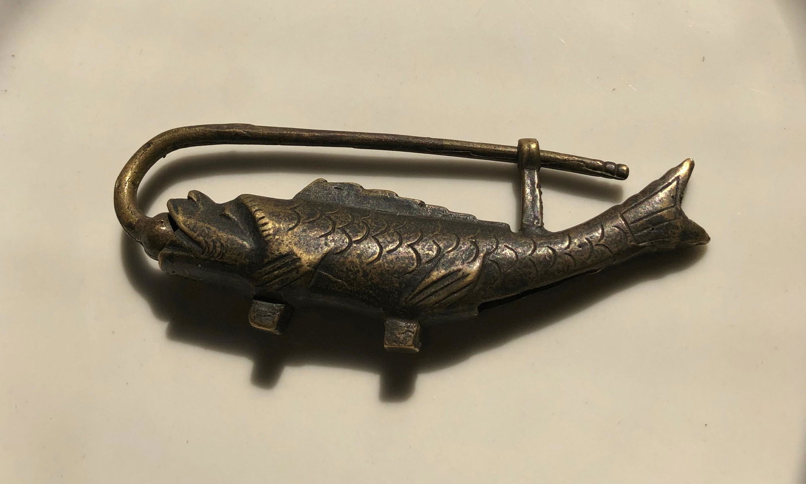 Antique Chinese Bronze Fish Lock (1 of 8)