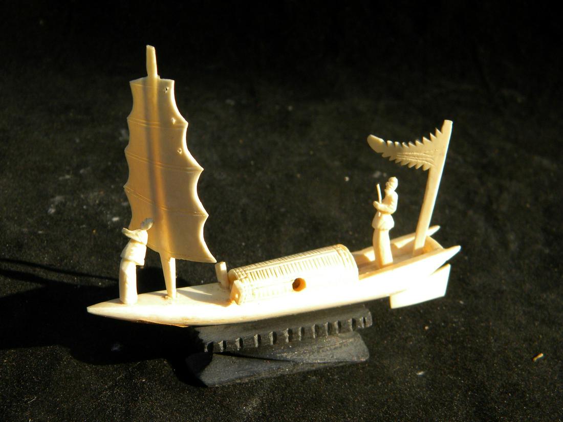 A Carved Boat Statue: A Carved Boat Statue, size: 3"
