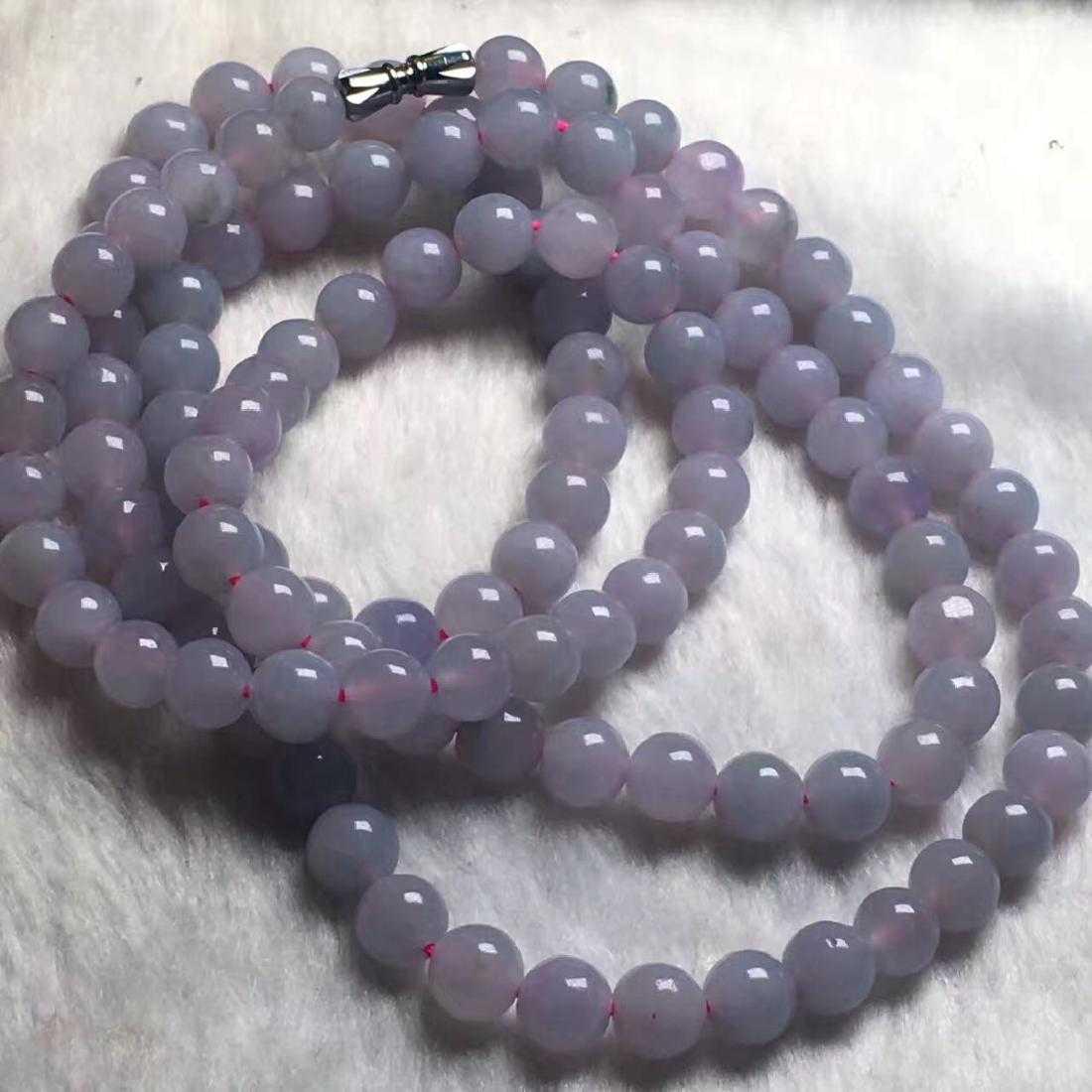 108 Beads Natural Purple Jadeite Necklace, size of bead (1 of 2)