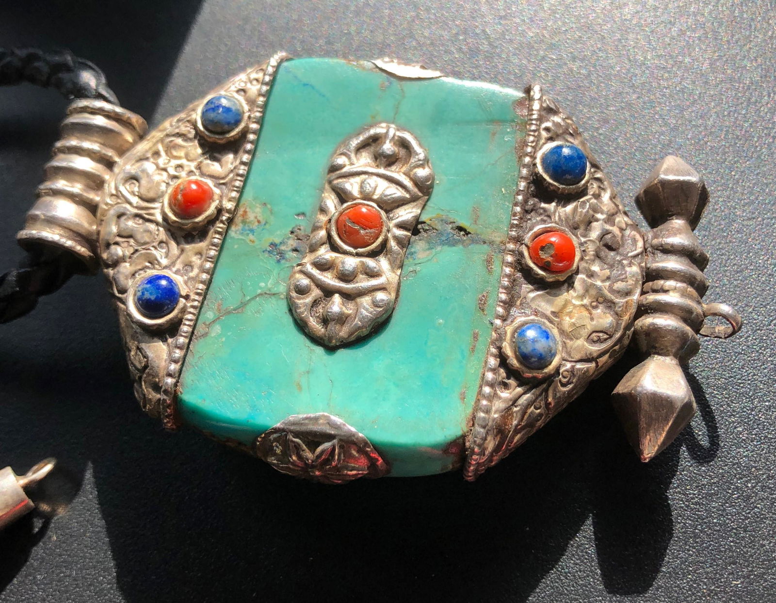 Antique Tibetan Turquoise Silver Pendant (1 of 5)
